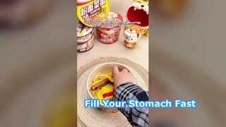 Fideos, fideos con huevo y salchicha, tipo Plus