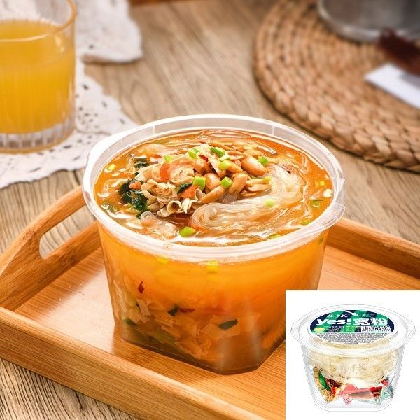 Agua hirviendo 5 Mins Vermicelli ancho Plano fideos instantáneos con cacahuetes y vermicelli ancho