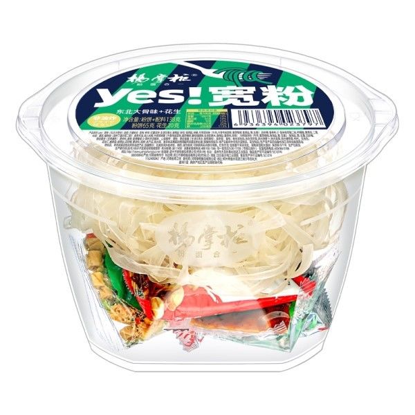 Vermicelli Instantáneo Taza de fideos Instantáneo Gran hueso No picante Sabor de vidrio ancho vermicelli fideos chinos