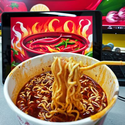 203 gramos de fideos instantáneos con sabor a olla caliente y ingredientes vegetales